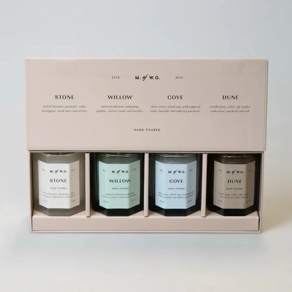 M of WG Candles 4 Piece Set Meridian Collection 3.8‎ oz Each Makers Of Wax Goods
